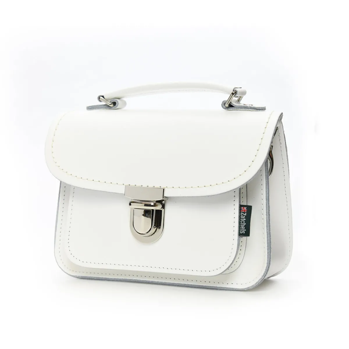Zatchels Luna Handmade Leather Bag - White>Women Small Satchels|Luna