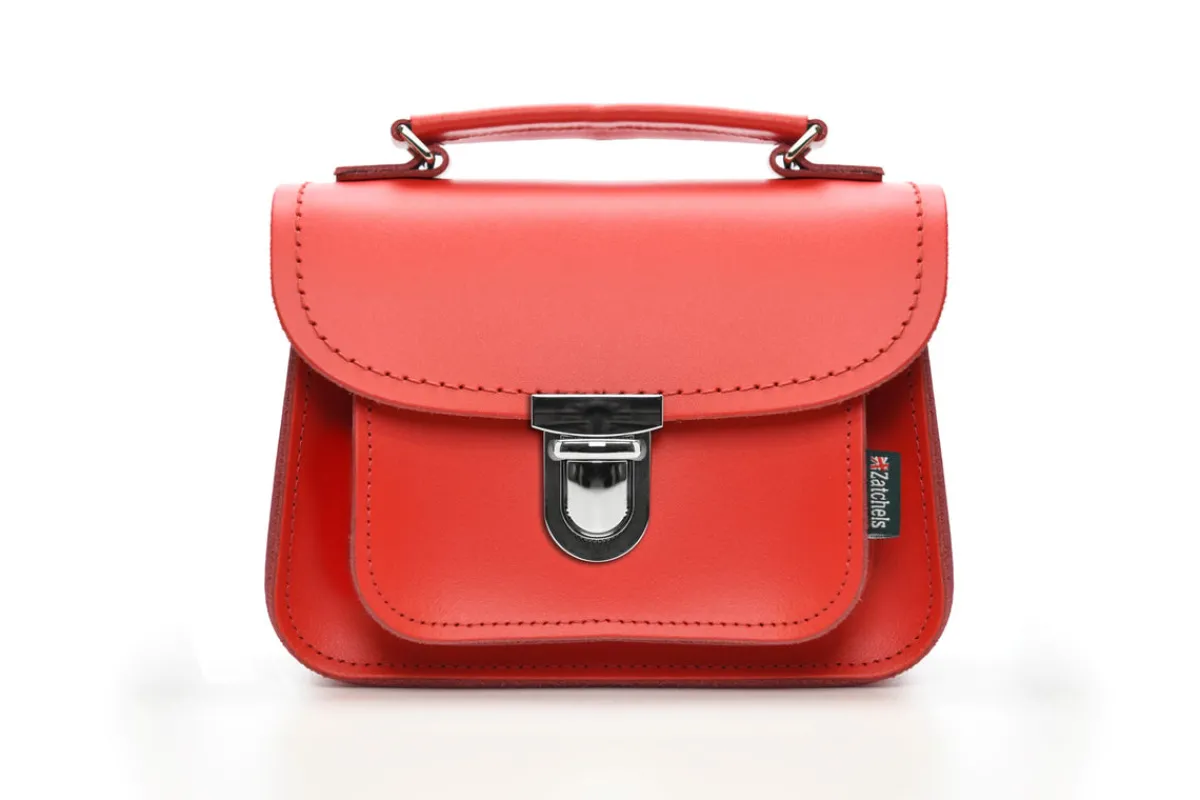 Zatchels Luna Handmade Leather Bag - Pillarbox Red>Women Small Satchels|Luna