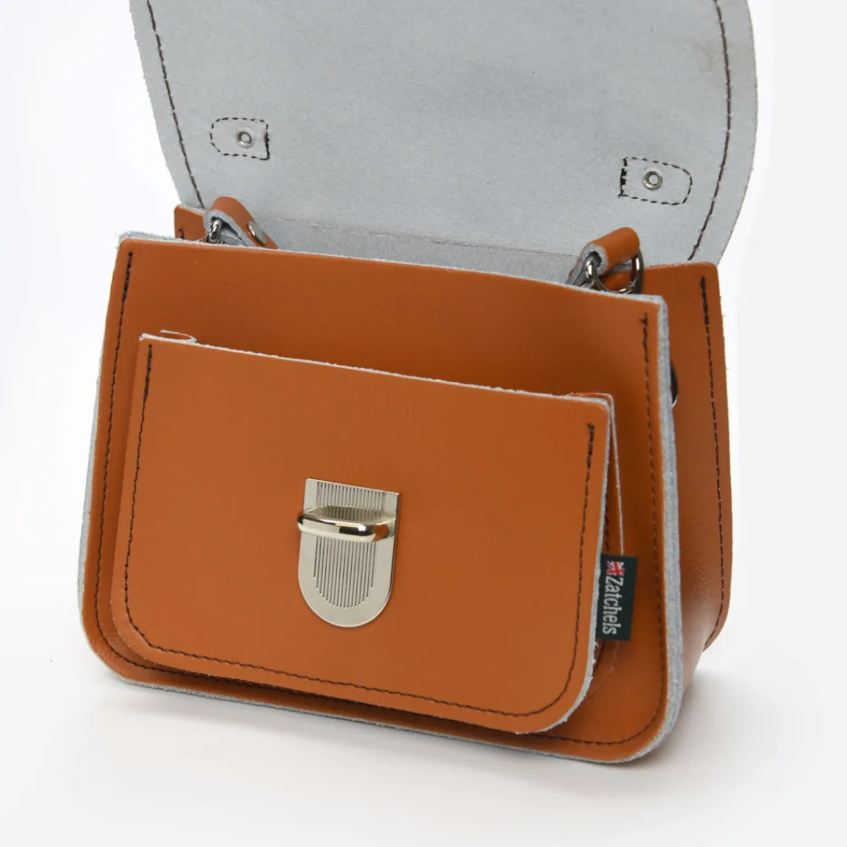 Zatchels Luna Handmade Leather Bag - Burnt Orange><noscript><img width=