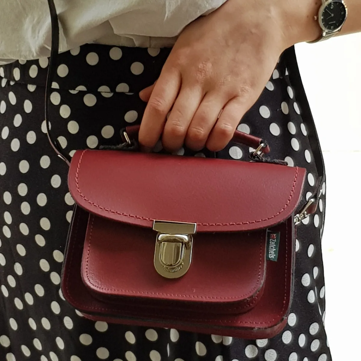 Zatchels Luna Handmade Leather Bag - Oxblood Red><noscript><img width=