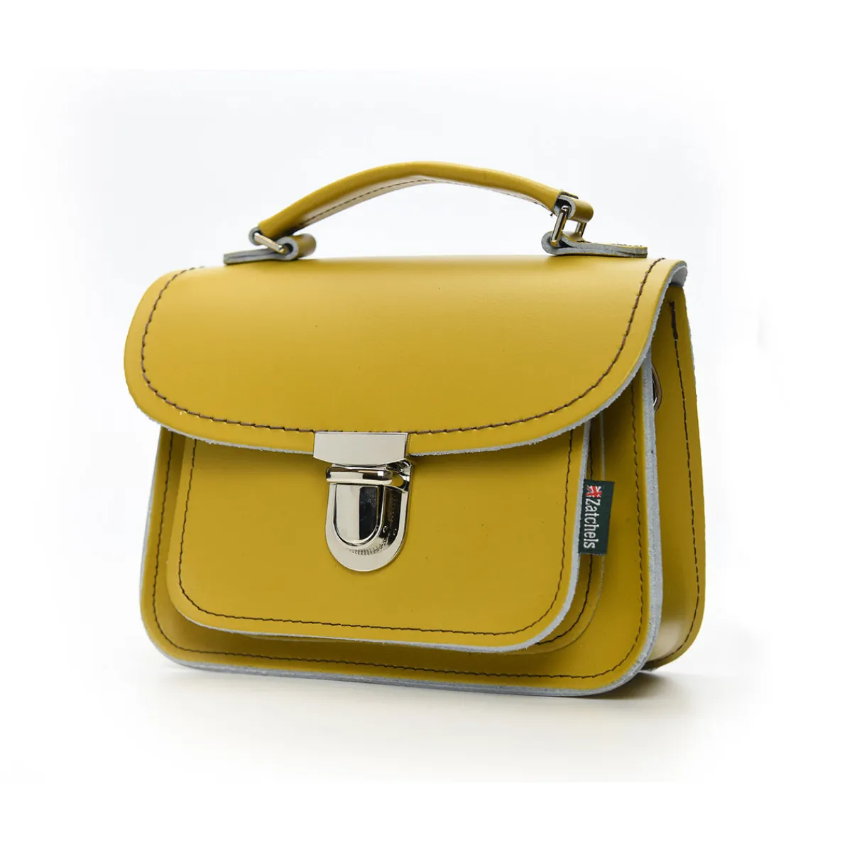 Zatchels Luna Handmade Leather Bag - Yellow Ochre>Women Small Satchels|Luna