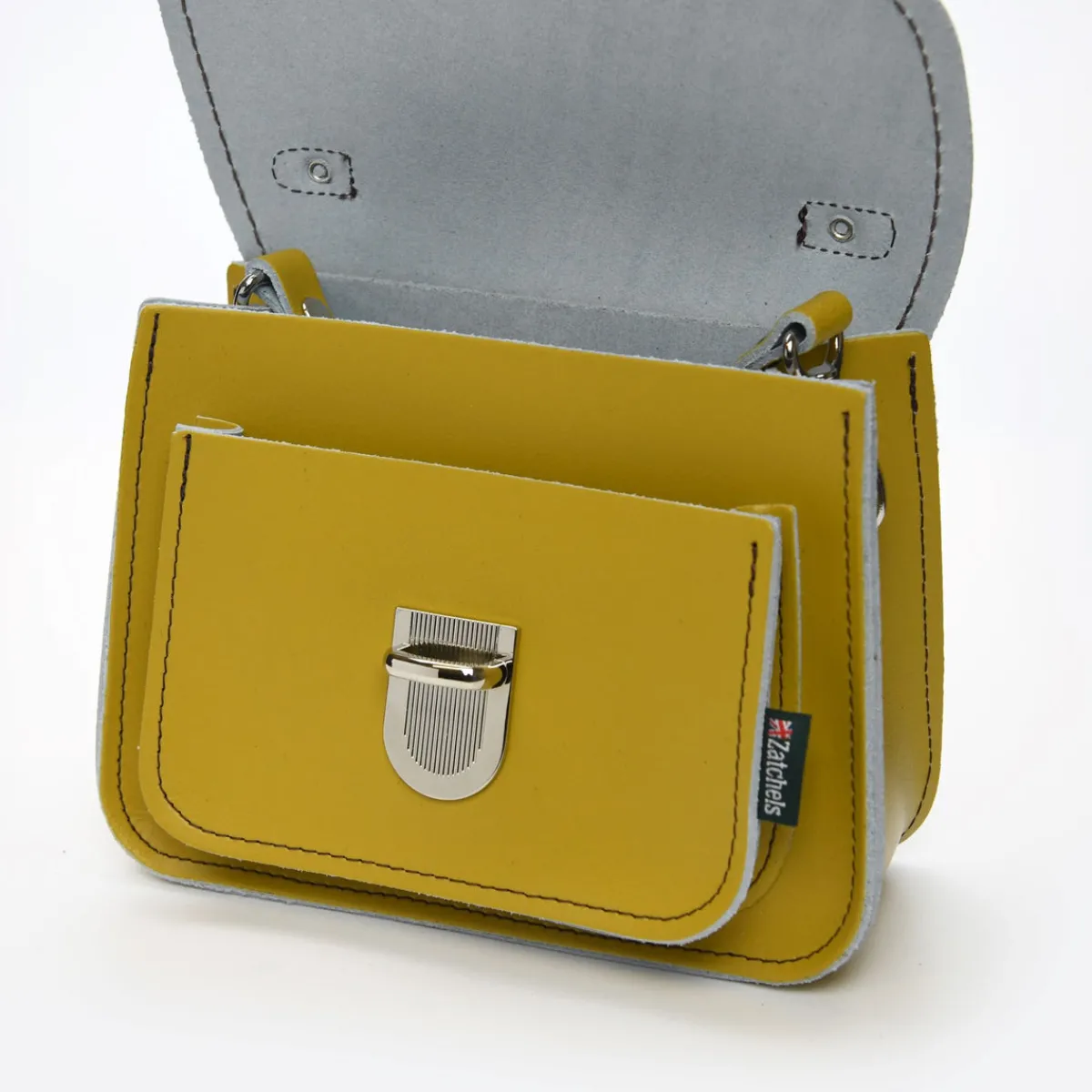 Zatchels Luna Handmade Leather Bag - Yellow Ochre><noscript><img width=
