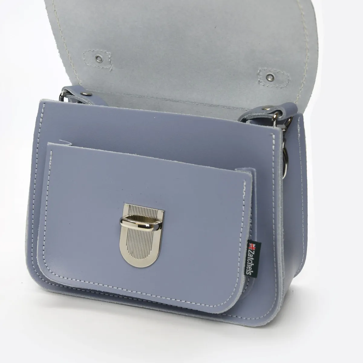 Zatchels Luna Handmade Leather Bag - Lilac Grey><noscript><img width=