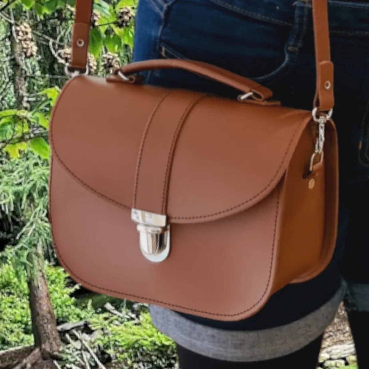 Zatchels Olympia Handmade Leather Bag - Chestnut><noscript><img width=