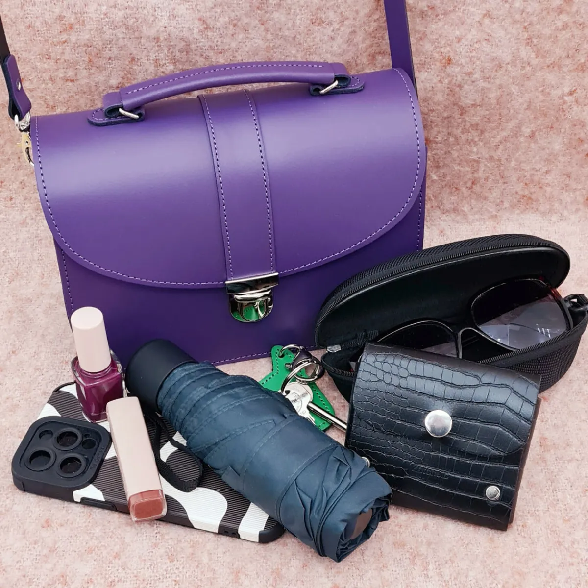 Zatchels Olympia Handmade Leather Bag - Purple><noscript><img width=