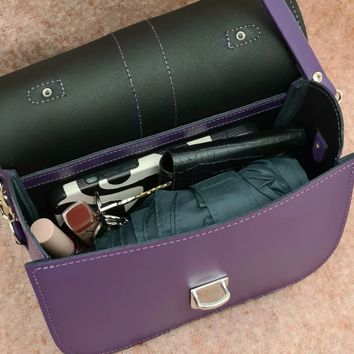 Zatchels Olympia Handmade Leather Bag - Purple><noscript><img width=
