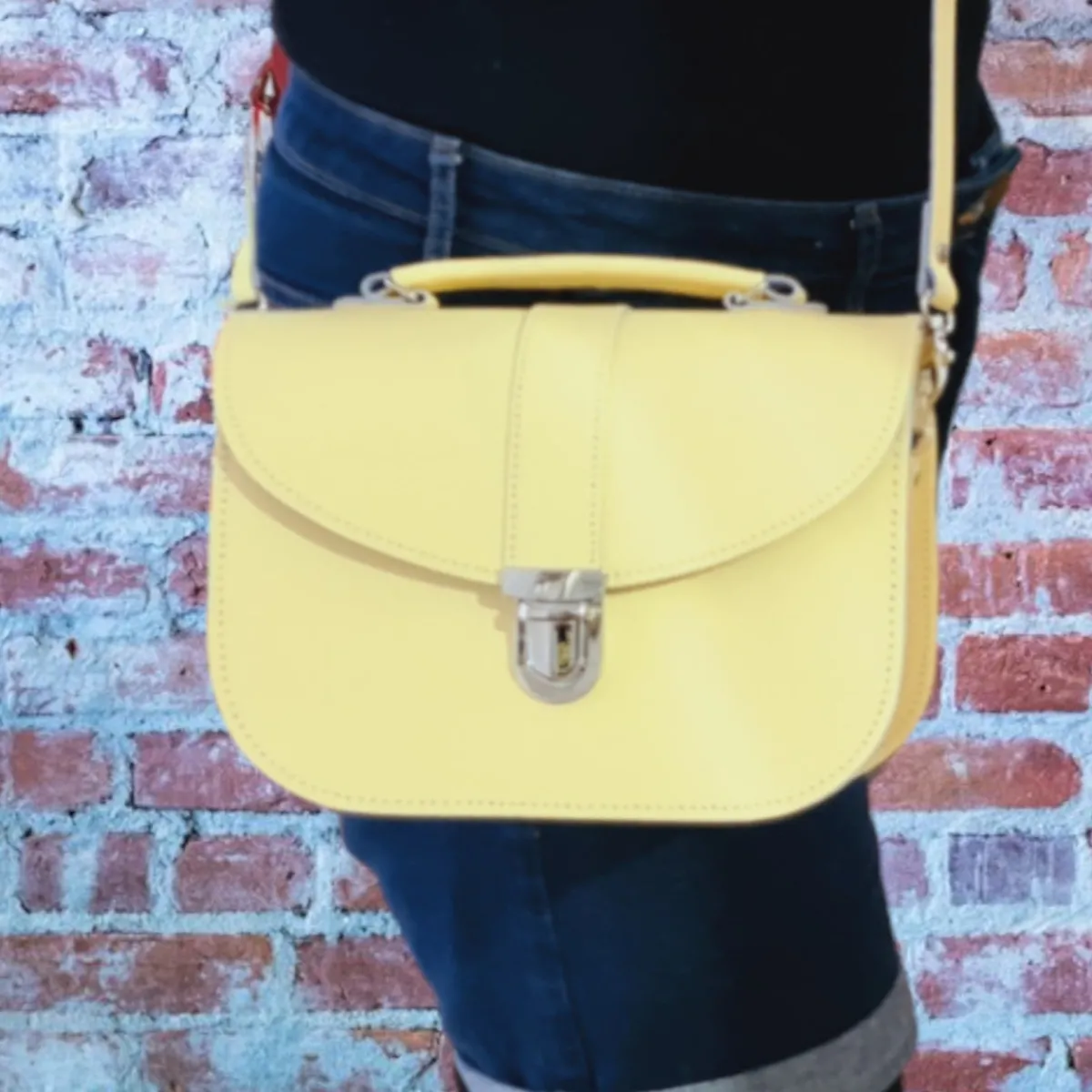 Zatchels Olympia Handmade Leather Bag - Primrose Yellow><noscript><img width=