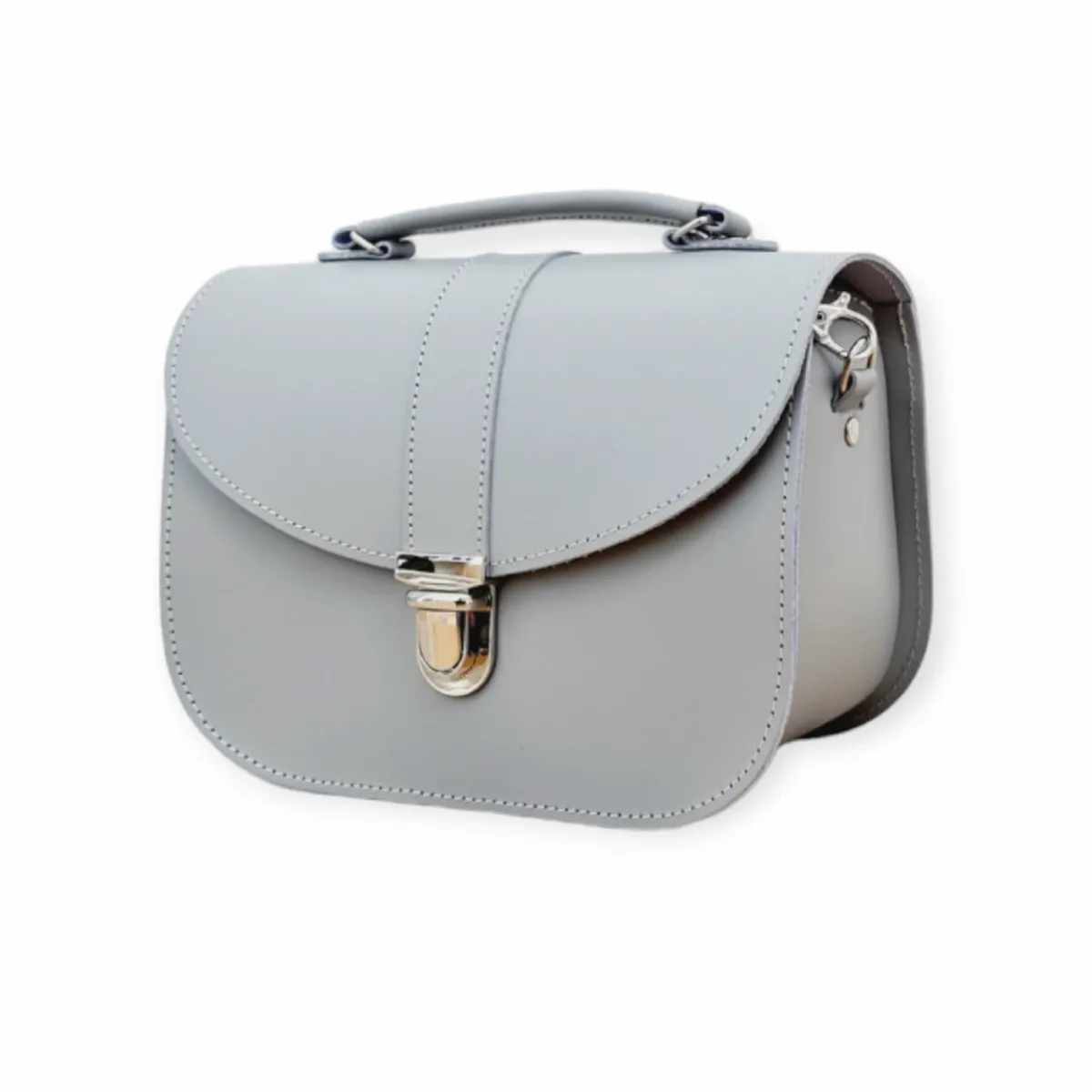Zatchels Olympia Handmade Leather Bag - Ghost Grey>Women Cross Body Bags|The Olympia