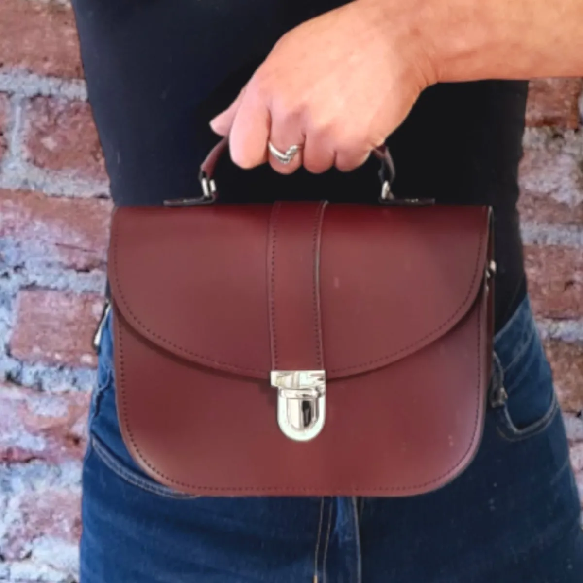 Zatchels Olympia Handmade Leather Bag - Marsala Red><noscript><img width=