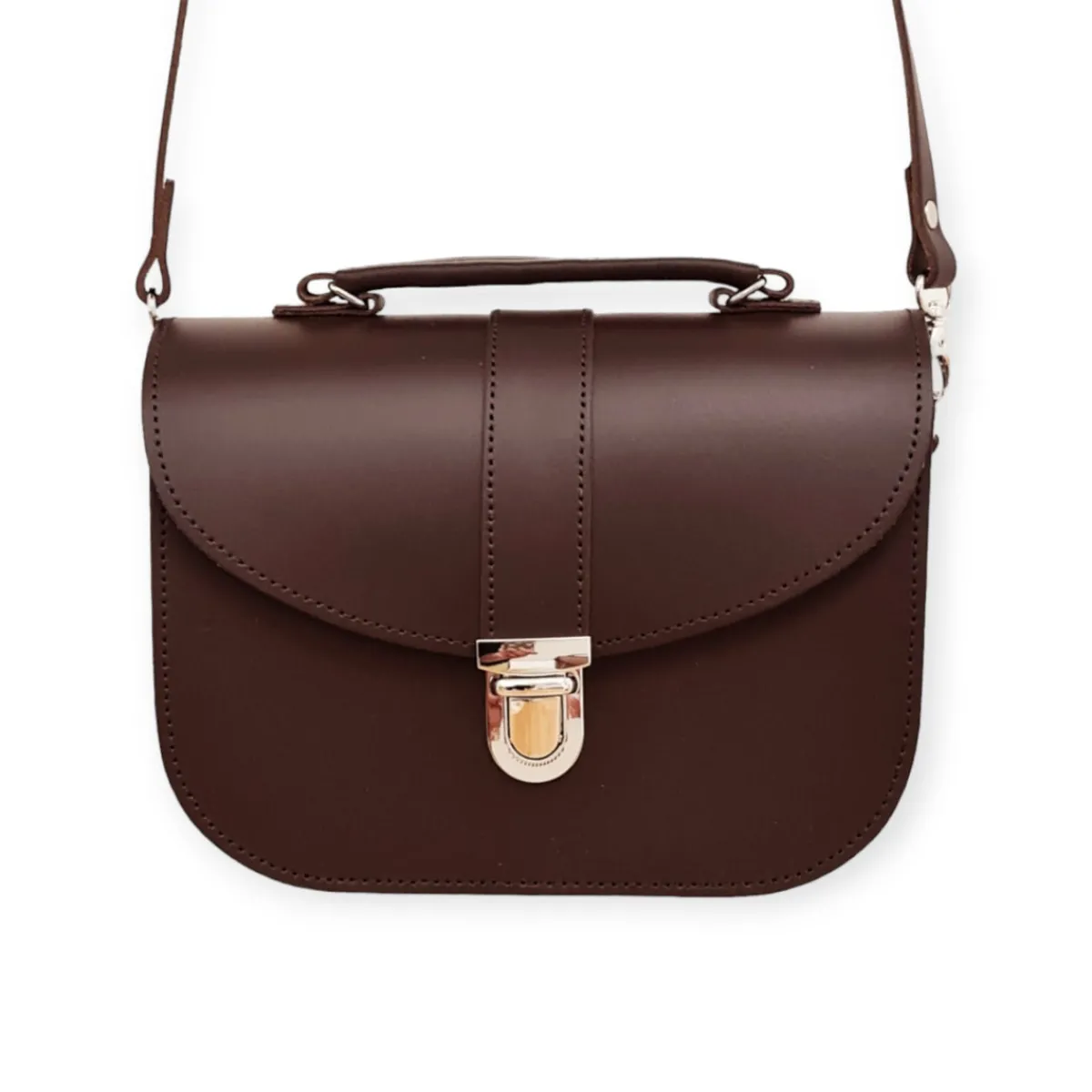 Zatchels Olympia Handmade Leather Bag - Dark Brown><noscript><img width=