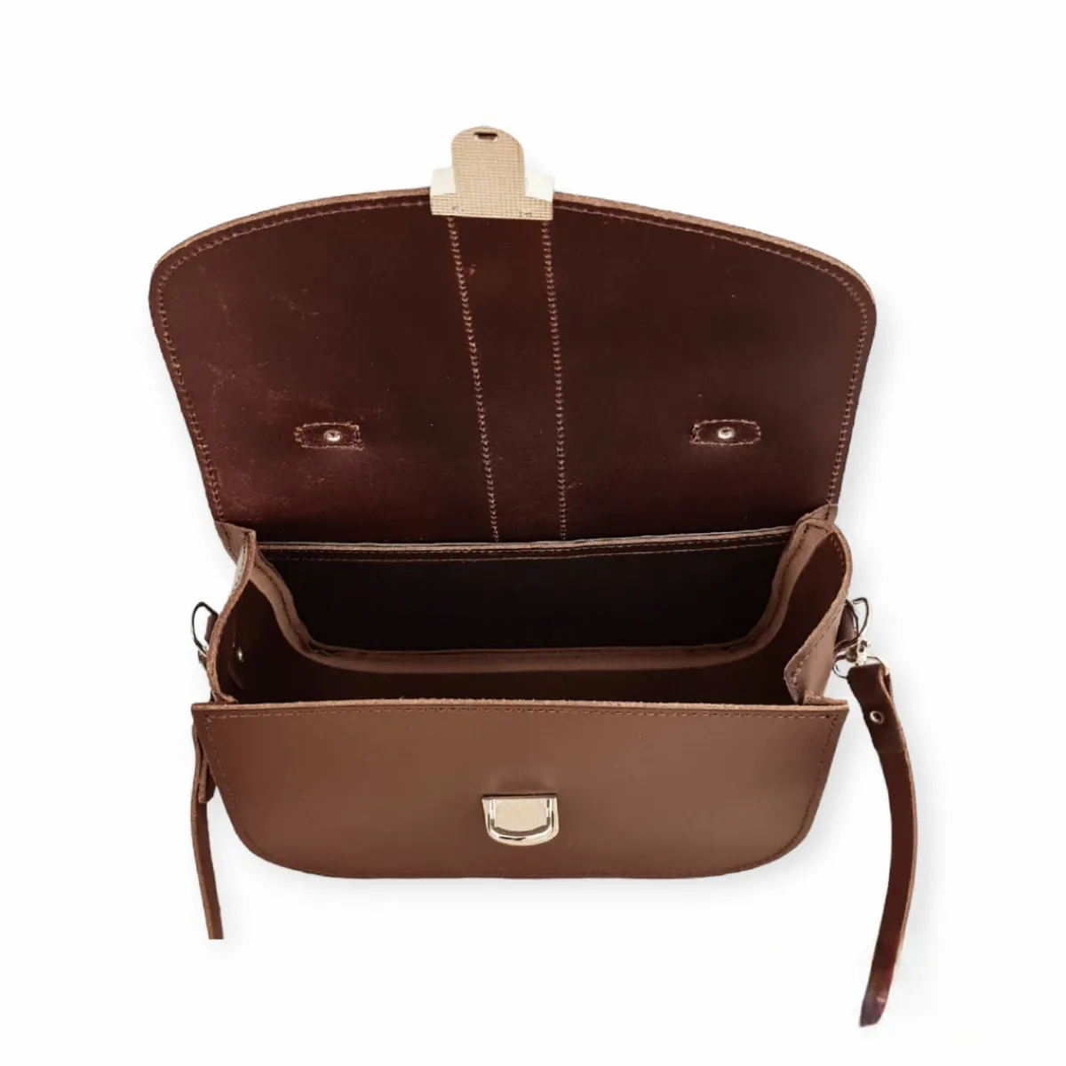 Zatchels Olympia Handmade Leather Bag - Dark Brown><noscript><img width=