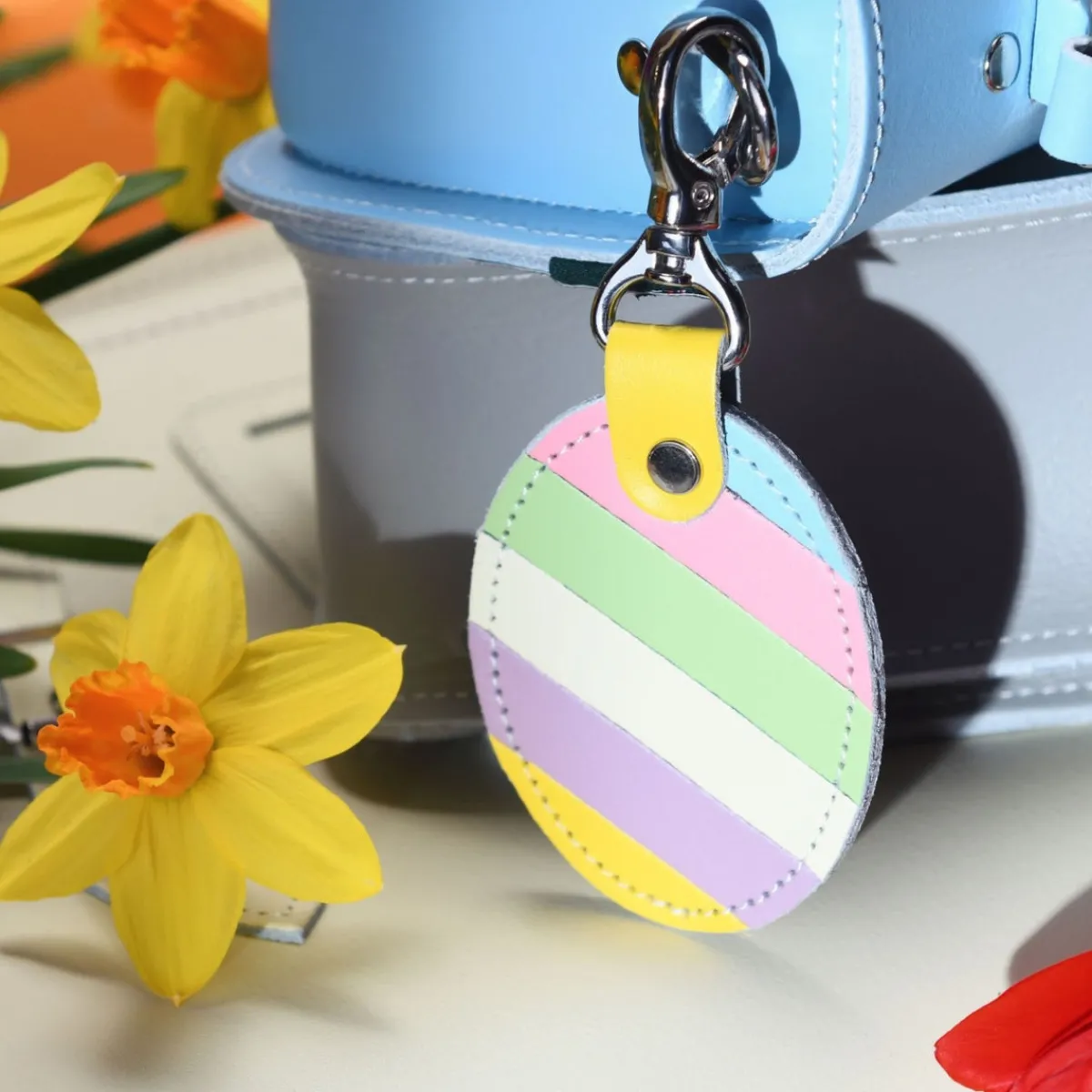 Zatchels Pastel Kaleidoscope Handmade Leather Oval Charm>Women Accessories And Gifts|Accessories And Gifts