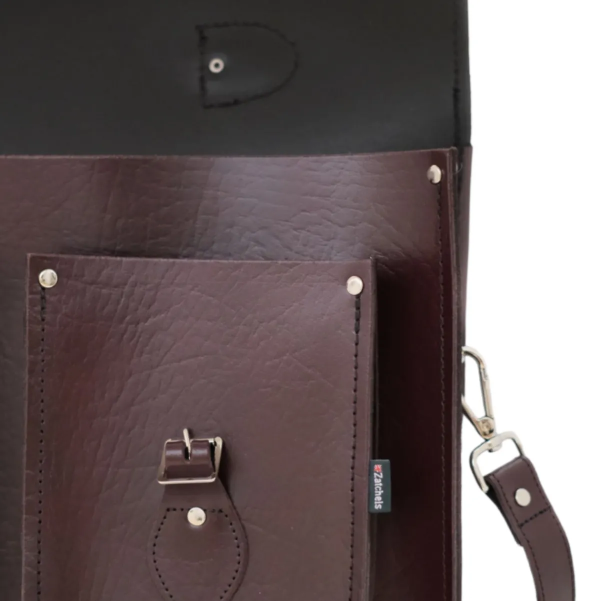 Zatchels Twin Pocket Executive Handmade Leather Satchel - Marsala Red><noscript><img width=