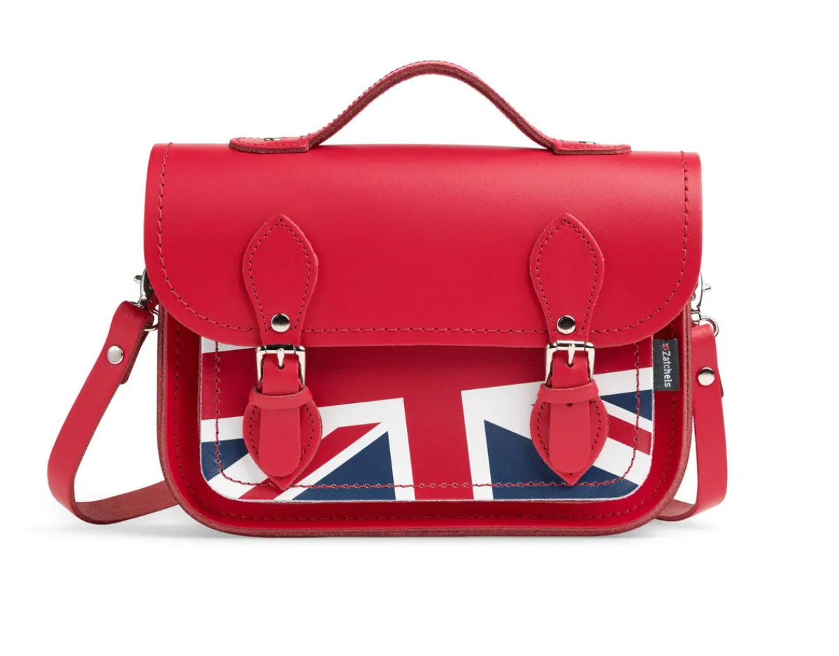 Zatchels Union Jack Midi Satchel - Pillar Box Red>Women Small Satchels|Midi Satchels