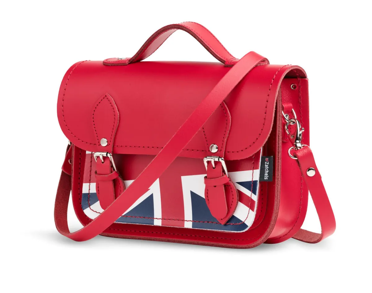 Zatchels Union Jack Midi Satchel - Pillar Box Red>Women Small Satchels|Midi Satchels