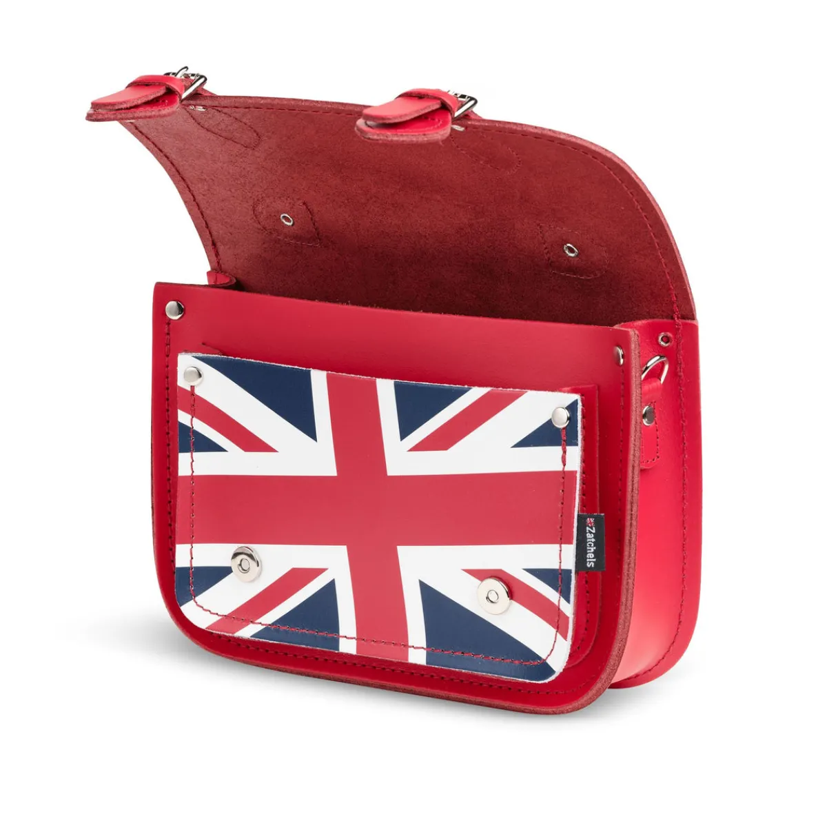 Zatchels Union Jack Midi Satchel - Pillar Box Red><noscript><img width=