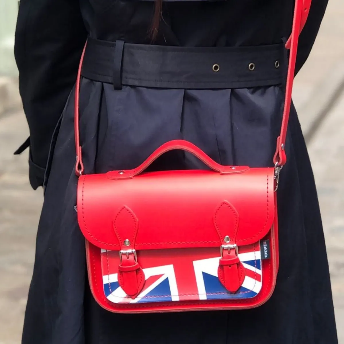 Zatchels Union Jack Midi Satchel - Pillar Box Red><noscript><img width=