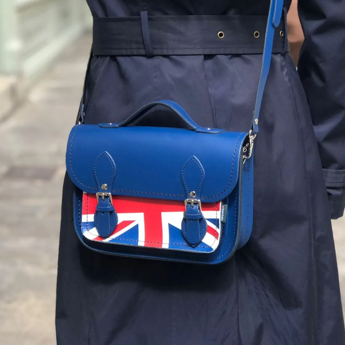 Zatchels Union Jack Midi Satchel - Royal Blue><noscript><img width=