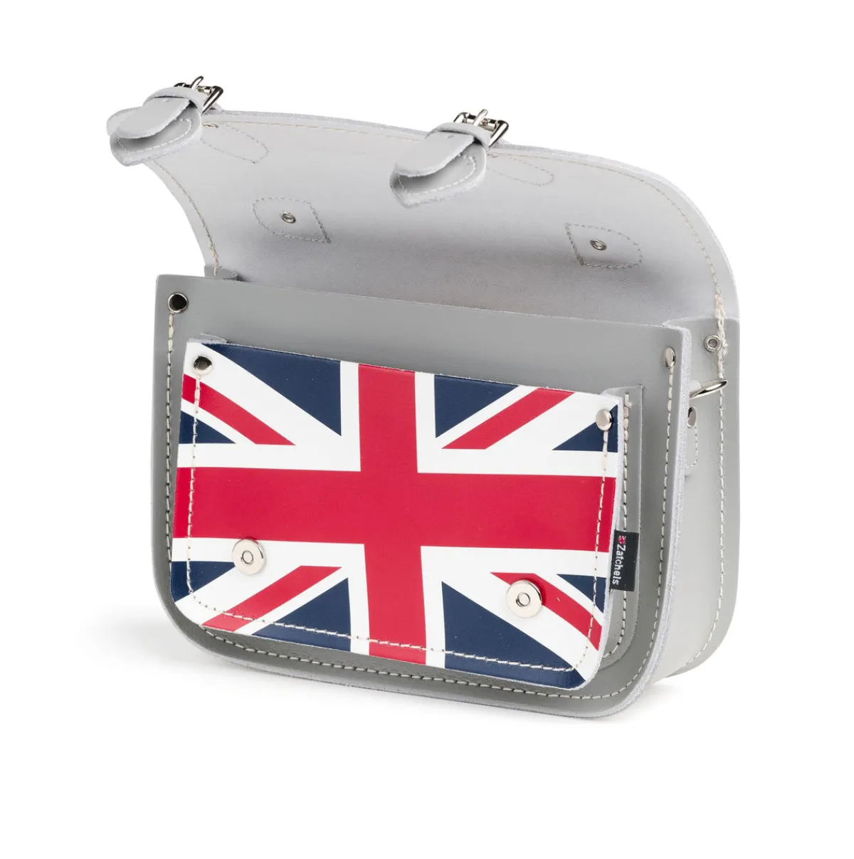 Zatchels Union Jack Midi Satchel - Ghost Grey><noscript><img width=