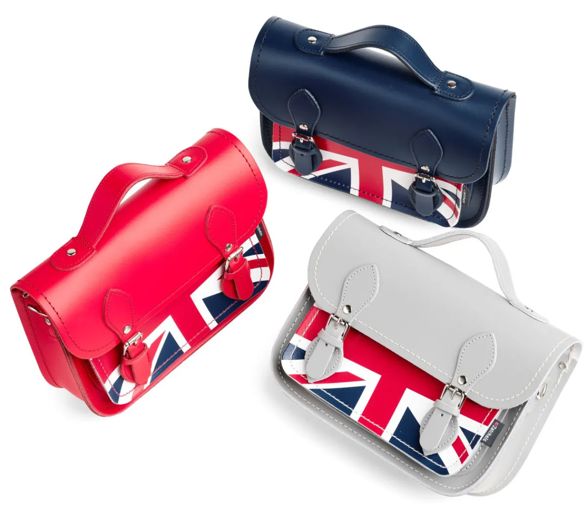 Zatchels Union Jack Midi Satchel - Ghost Grey><noscript><img width=
